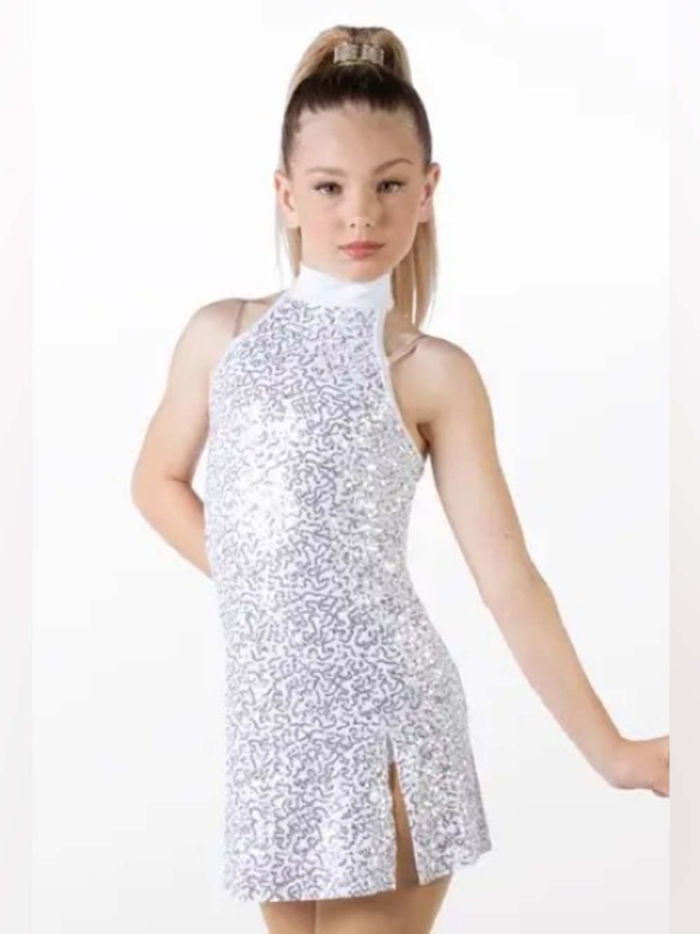 Weissman Sequin Mock Neck Dress